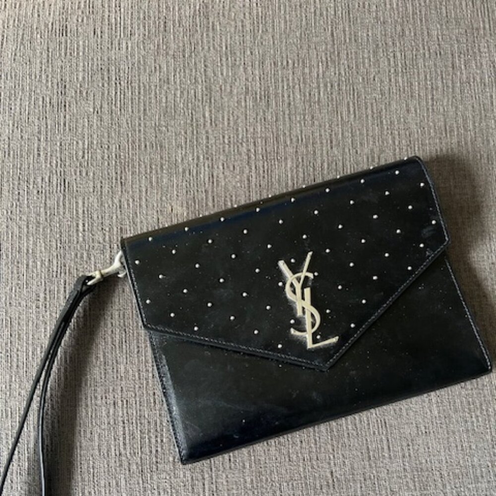 YSL Studded Clutch/Wristlet - Smooth Leather